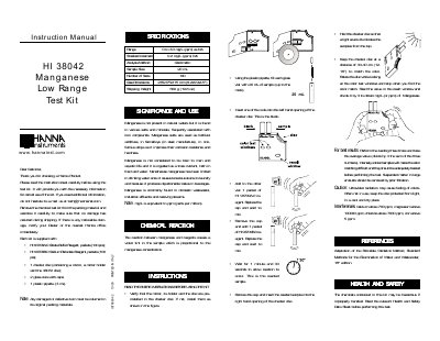 Hanna Instruments HI 38042 Manganese Test Kit Instruction Manual - cover page
