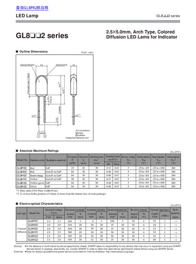 LED Lamp GL8oo2 series 2.555.0mm Arch Type Colored Diffusion LED Lams for Indicator - cover page