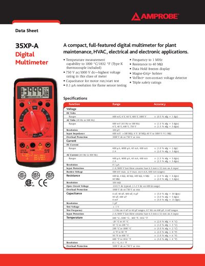 Amprobe 35XP-A Digital Multimeter Datasheet