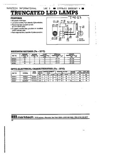 Marktech International LED Lamps Product Leaflet - cover page