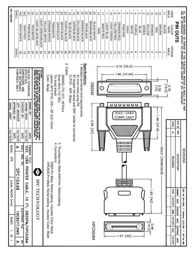 SPC Technology SPC10448 IEEE 1284 Printer Cable Datasheet - cover page