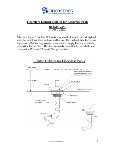 Fiberstars BLK-DL-45F Lighted Bubbler Installation Guide - cover page
