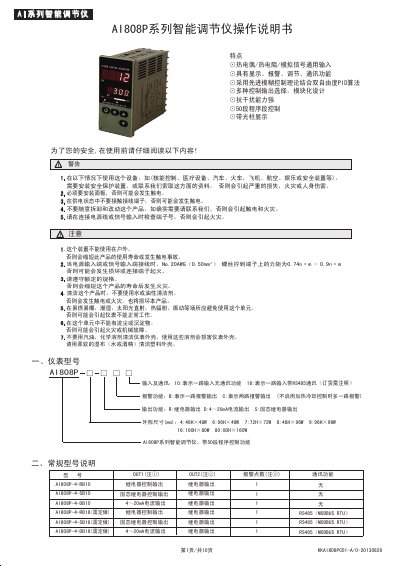 AI AI808P Series Intelligent Regulator User Manual - cover page