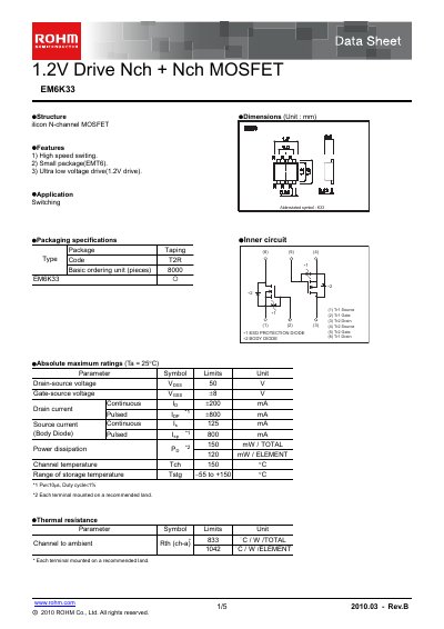 ROHM EM6K33 Datasheet - cover page