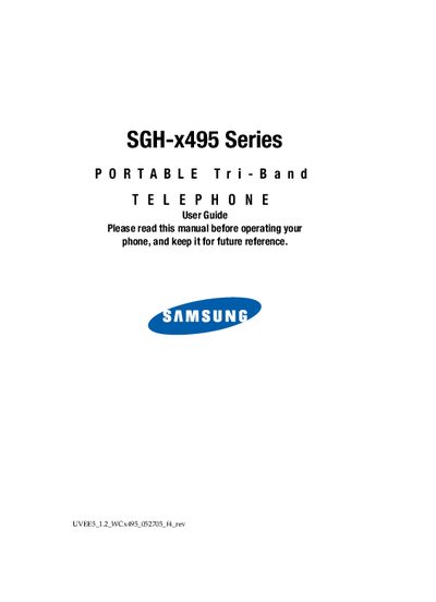 Samsung SGH-x495 Series User Guide - cover page