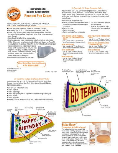 Wilton Pennant Pan Cakes & Birthday Banner Cake Decorating Instructions - cover page