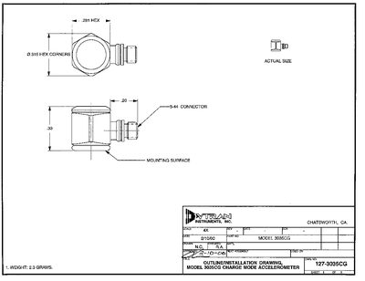 Dytra 3035CG Charge Mode Accelerometer Outline/Installation Drawing - cover page