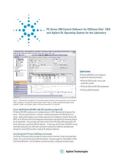 Agilent PE Series 200 Control Software for EZChrom Elite and Agilent OL - cover page