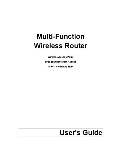Multi-Function Wireless Router User's Guide - cover page