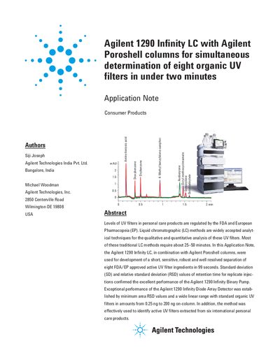 Agilent 1290 Infinity LC Application Note for UV Filter Analysis - cover page