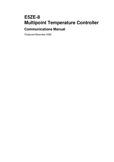 Omron E5ZE-8 Multipoint Temperature Controller Communications Manual - cover page