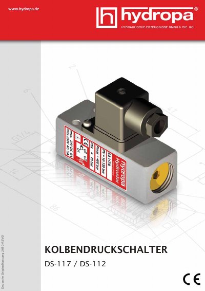 Hydropa DS-117/DS-112 Piston Pressure Switch Technical Data - cover page