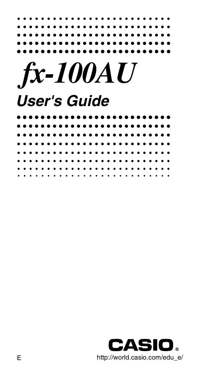 Casio fx-100AU User Manual - cover page