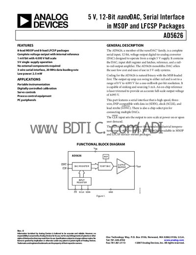 Analog Devices AD5626 Datasheet - cover page