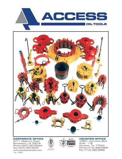 Access Oil Tools Rotary Slips and Related Equipment Parts List - cover page