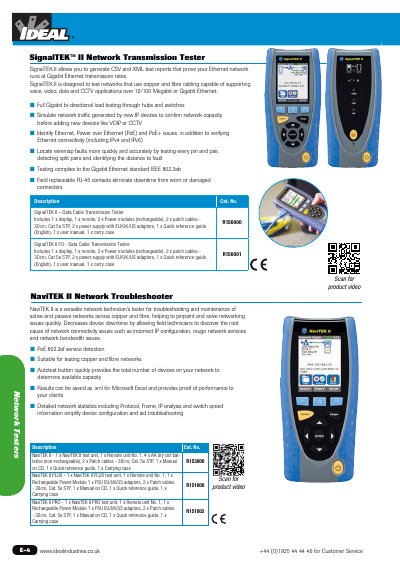 Ideal Industries NaviTEK II Network Tester Product Leaflet