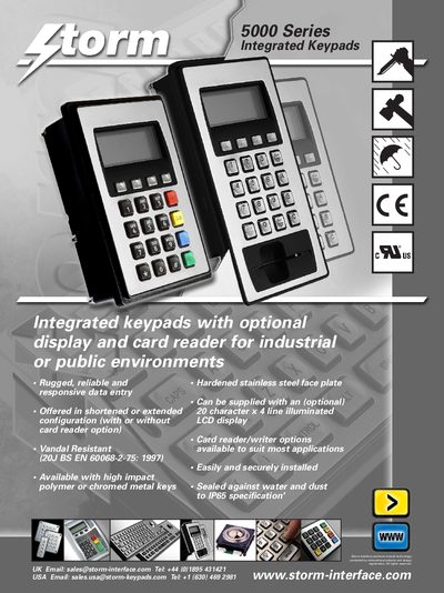 Storm Interface 5000 Series Integrated Keypad Installation Guide - cover page