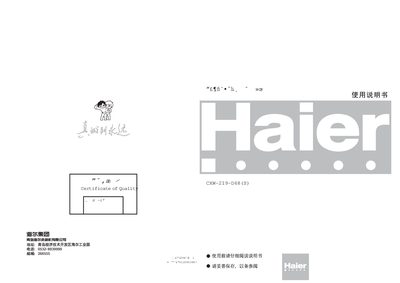 Haier CXW-219-D68(S) Range Hood User Manual - cover page