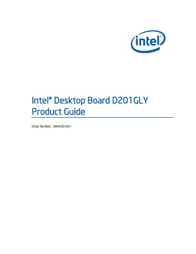 Intel D201GLY Desktop Board Product Guide - cover page