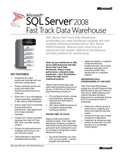 Microsoft Fast Track Data Warehouse Datasheet - cover page