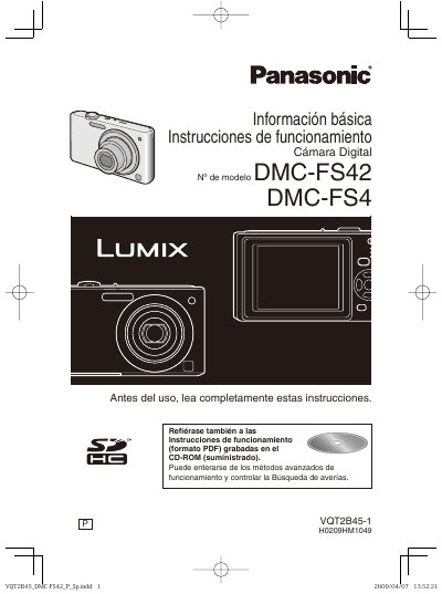 Panasonic DMC-FS42/FS44 Digital Camera User Manual - cover page