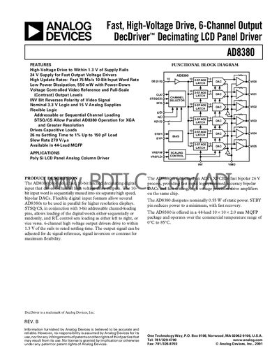 Analog Devices AD8380 Datasheet - cover page