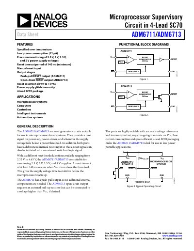 Analog Devices ADM6711/ADM6713 Data Sheet