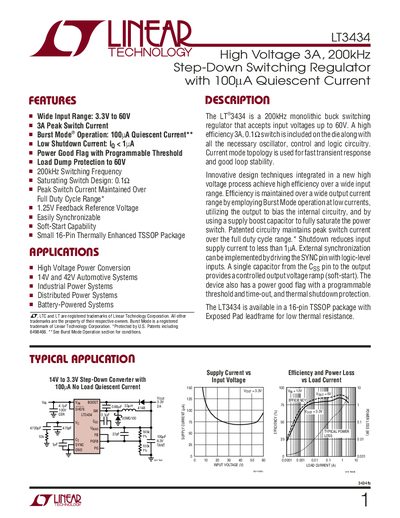 Linear Technology LT3434 Datasheet - cover page