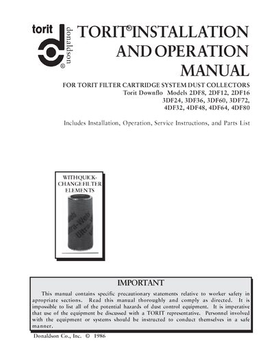 Torit Downflo Dust Collector Installation and Operation Manual - cover page