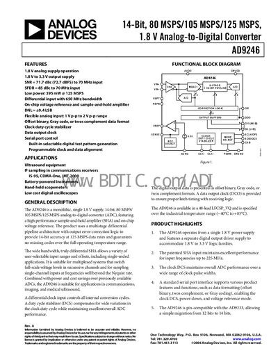 Analog Devices AD9246 Datasheet - cover page