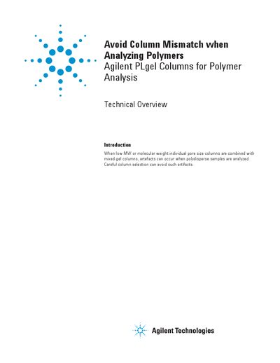 Agilent PLgel Columns Technical Overview: Avoiding Column Mismatch when Analyzing Polymers - cover page