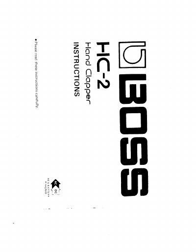 Roland HC-2 Hand Clapper Instructions - cover page