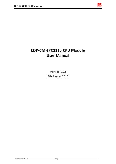 Electrocomponents EDP-CM-LPC1113 CPU Module User Manual