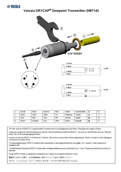 Vaisala DMT142 Dewpoint Transmitter Quick Reference Guide - cover page