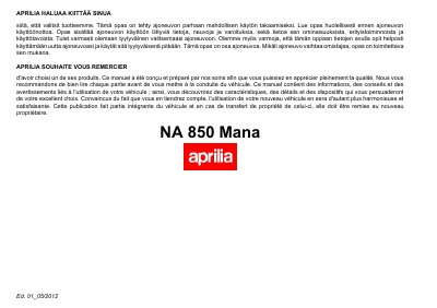 Aprilia NA 850 Mana User Manual - cover page