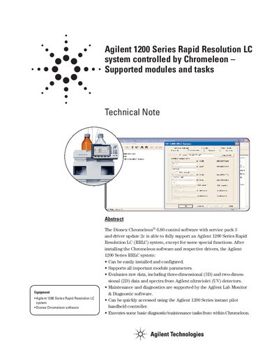 Agilent 1200 Series RRLC Supported Modules and Tasks Technical Note - cover page
