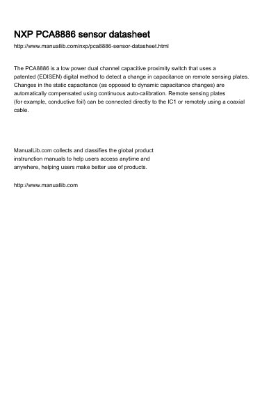 NXP PCA8886 Dual Channel Capacitive Proximity Switch Datasheet - cover page