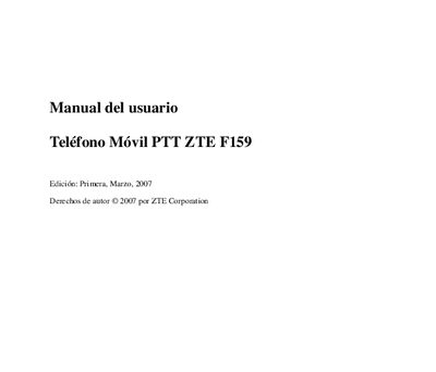 ZTE F159 Mobile Phone User Manual - cover page