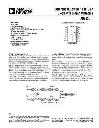 Analog Devices AD6630 Datasheet - cover page
