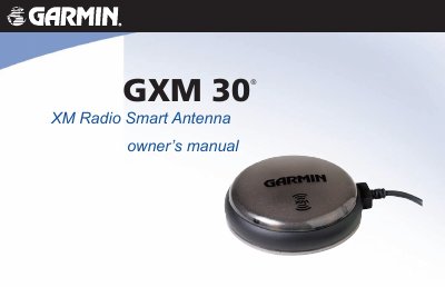 Garmin GXM 30 XM Radio Smart Antenna Owner's Manual - cover page