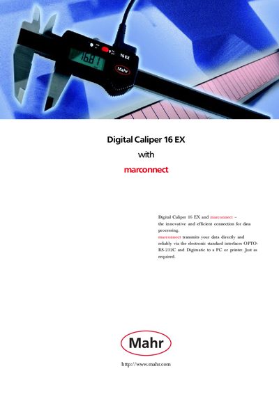 MAHR Digital Caliper 16 EX Product Leaflet - cover page