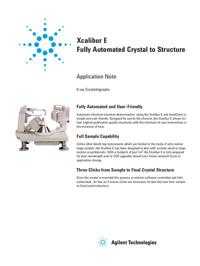 Agilent Xcalibur E Application Note for Crystal Structure Determination - cover page