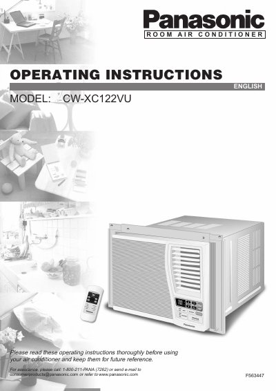 Panasonic CWXC122VU Room Air Conditioner Operating Instructions - cover page