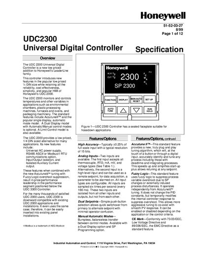 Honeywell UDC2300 Universal Digital Controller User Manual