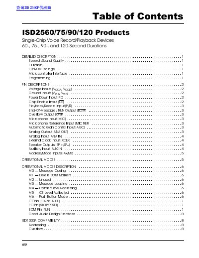 ISD ISD2560/75/90/720 Products handbook - cover page
