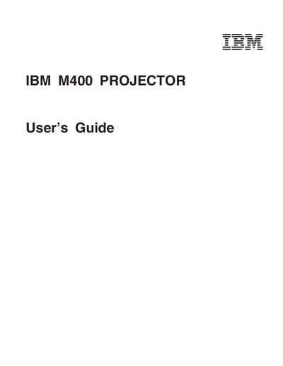 IBM M400 Projector User's Guide - cover page