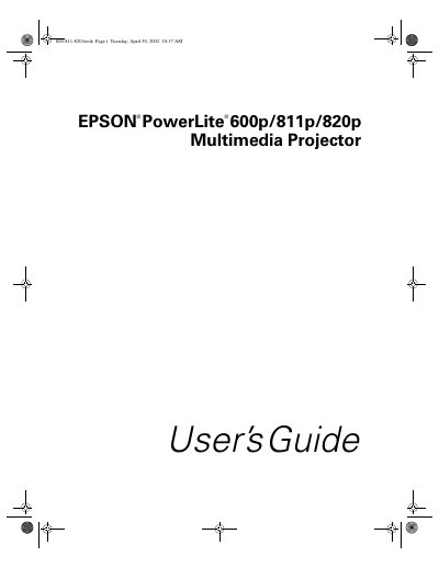 Epson PowerLite 600p/811p/820p Multimedia Projector User's Guide