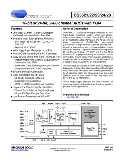 Cirrus Logic CS5521/22/23/24/28 Datasheet - cover page