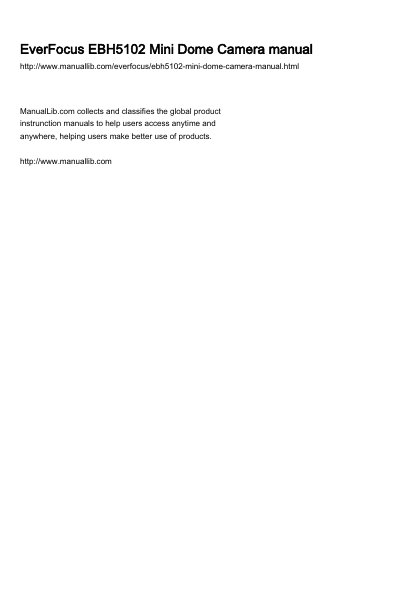 EverFocus EBH5102 Mini Dome Camera User's Manual - cover page