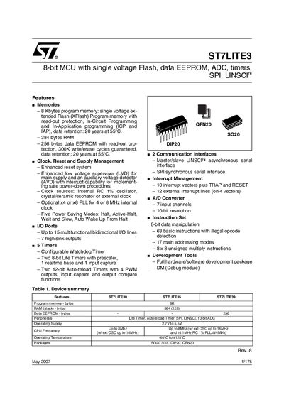 STMicroelectronics ST7LITE3 User Manual - cover page